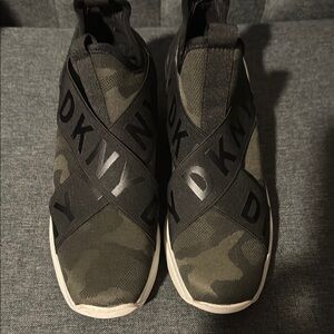 DKNY Green Camouflage Slip-On Shoes